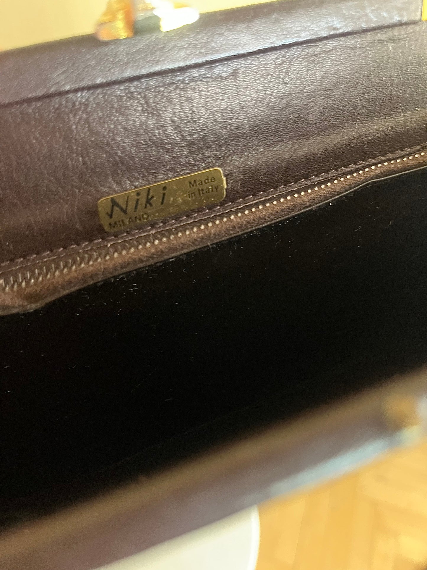 Handväska vintage, präglat skinn