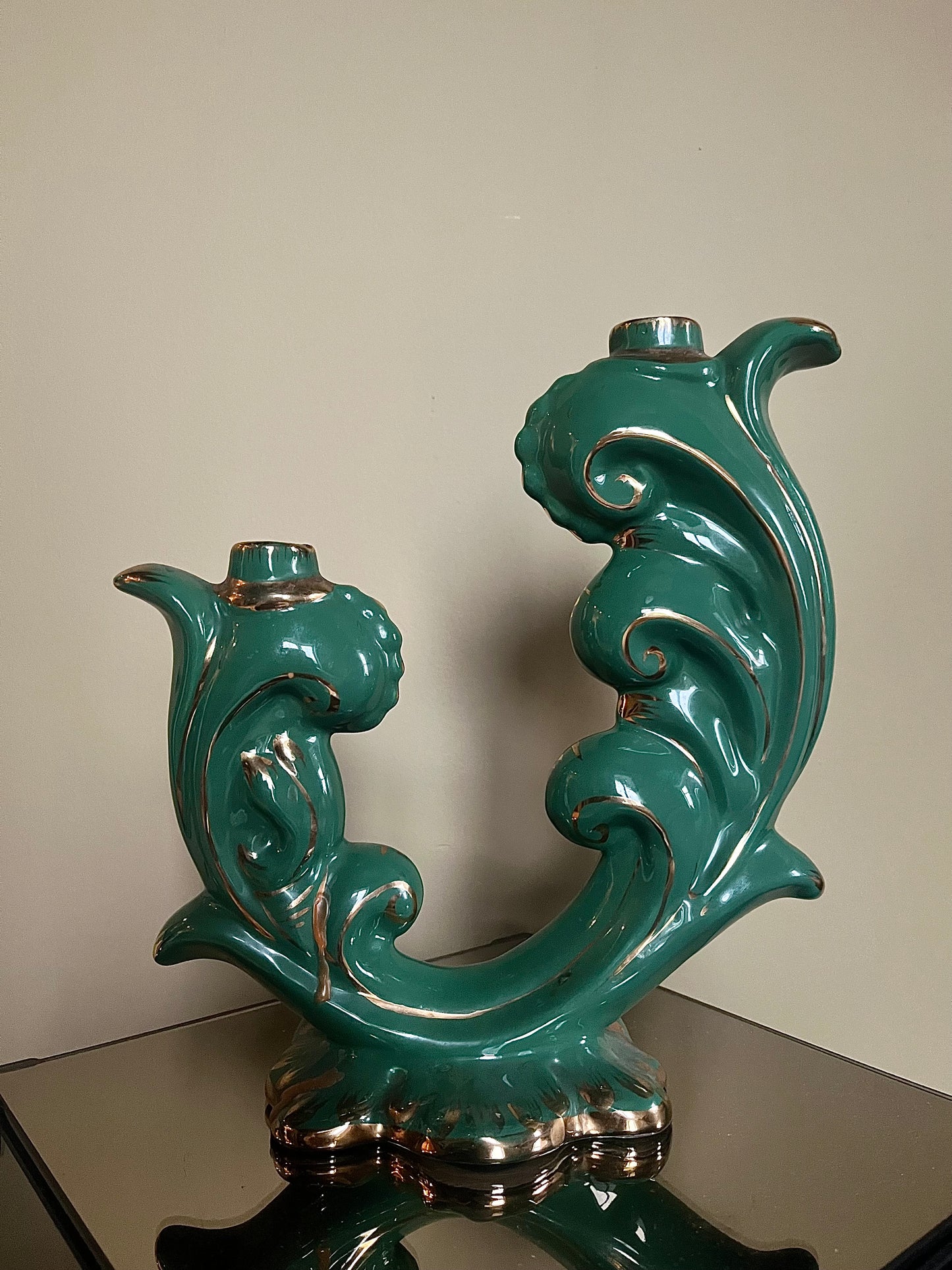 Ljusstake keramik grön