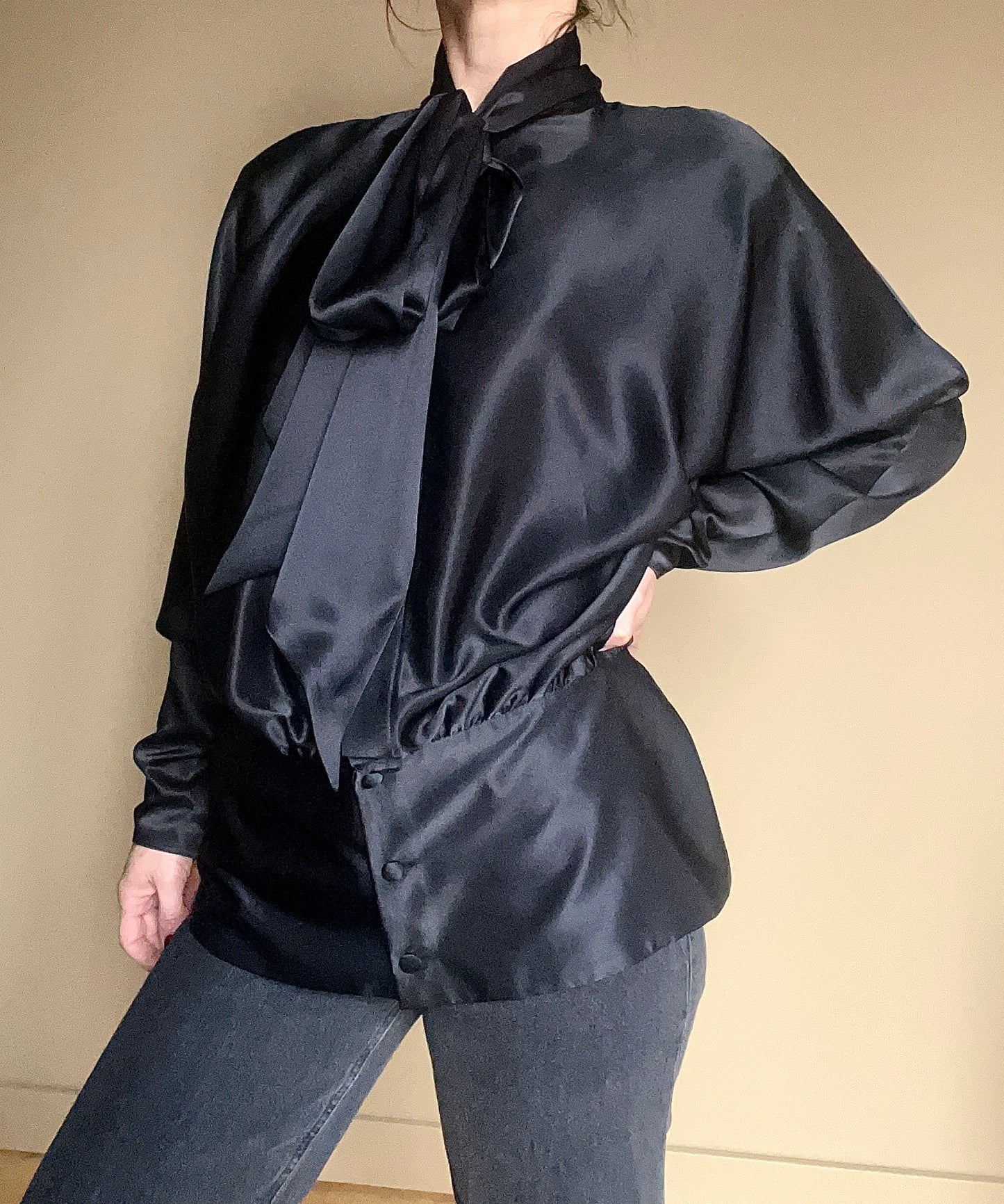 Fransk vintageblus med knyt