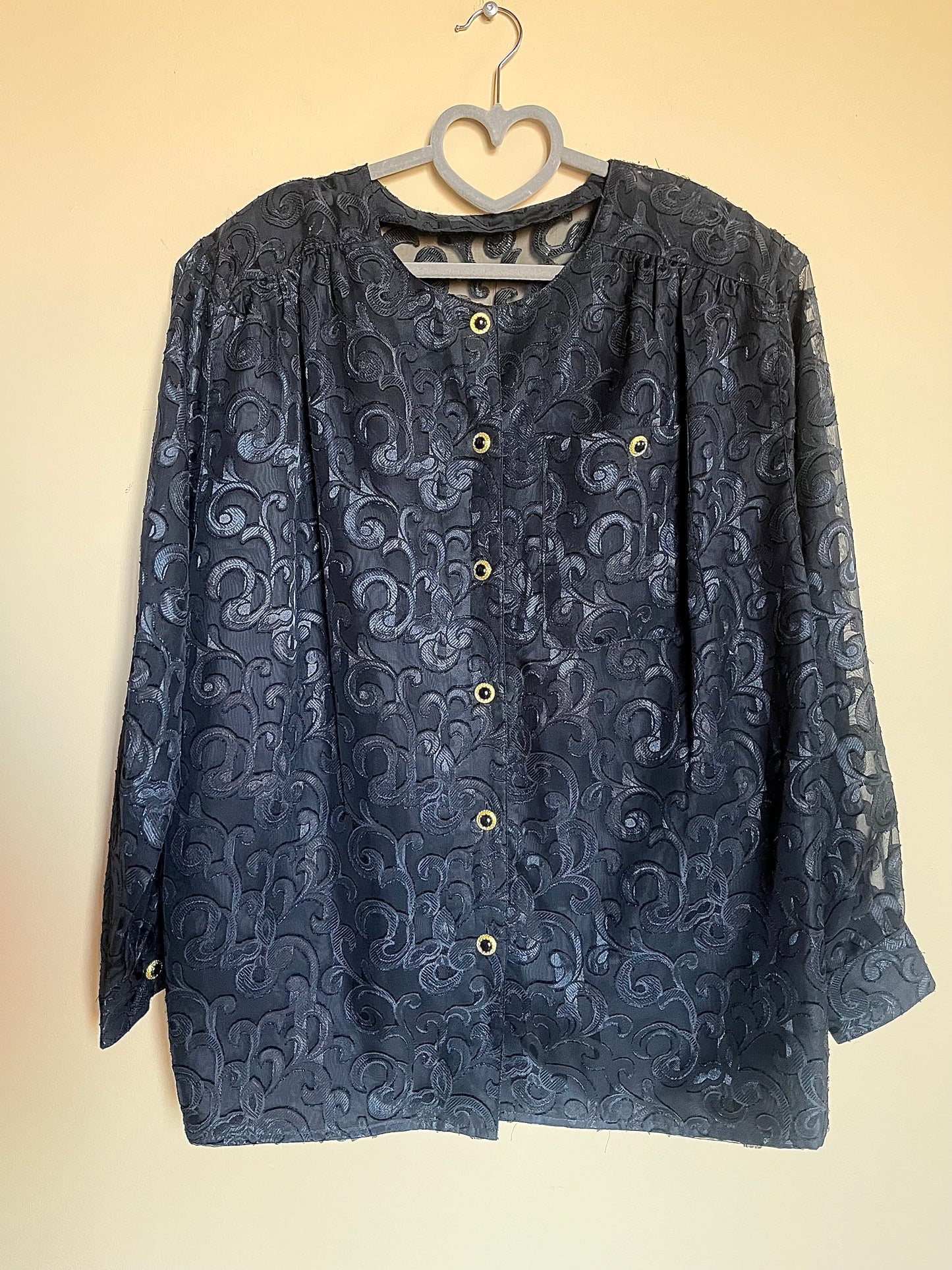 Svart vintageblus spets