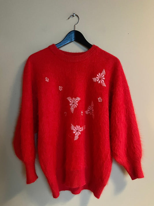 Röd tröja i angora