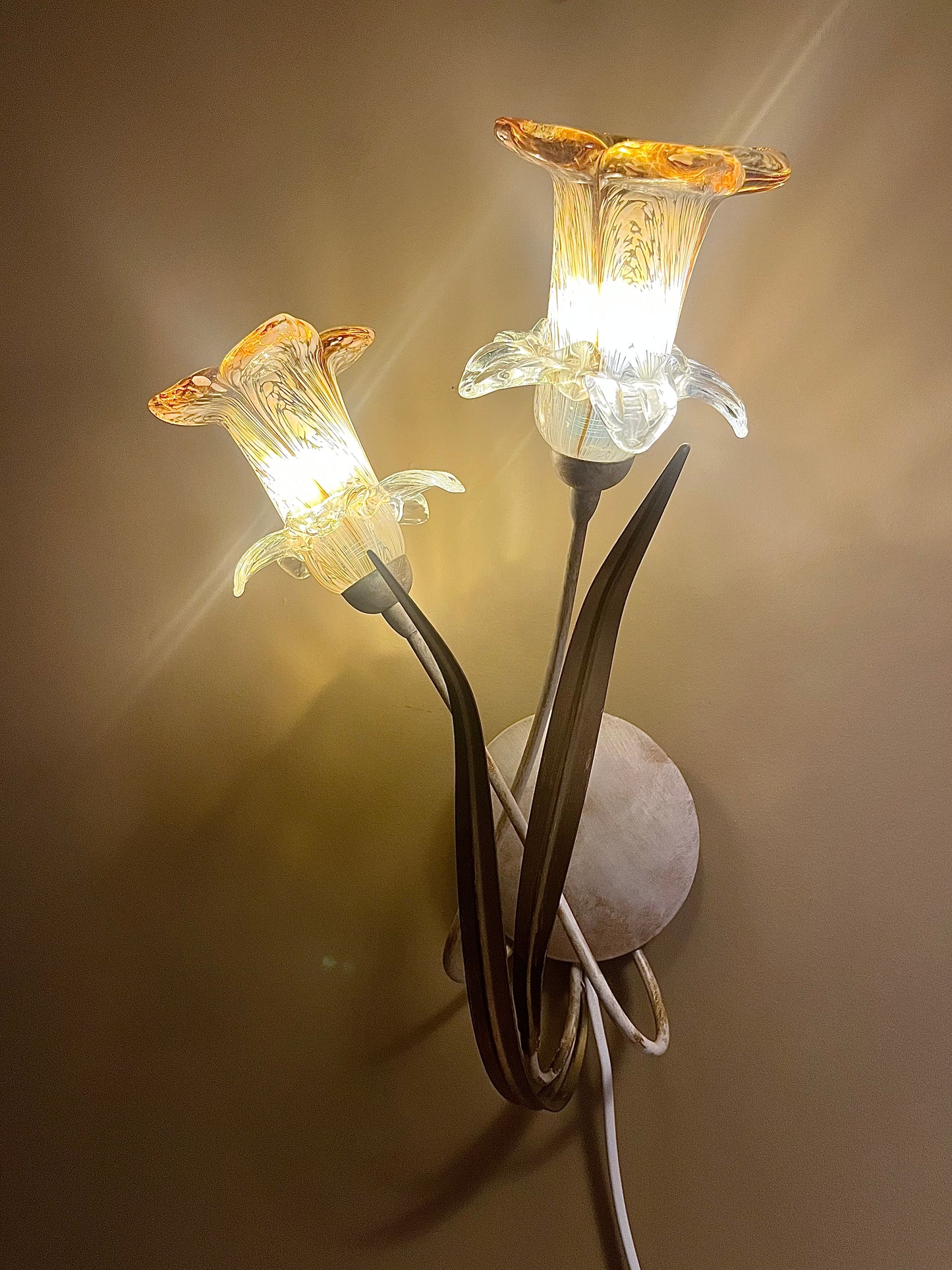 Vägglampa med blommor av Muranoglas