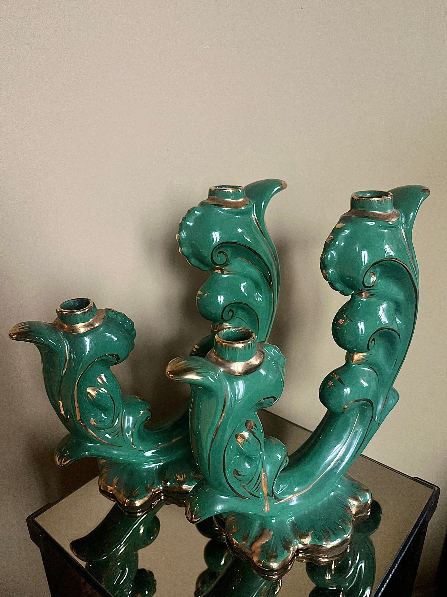 Ljusstake keramik grön