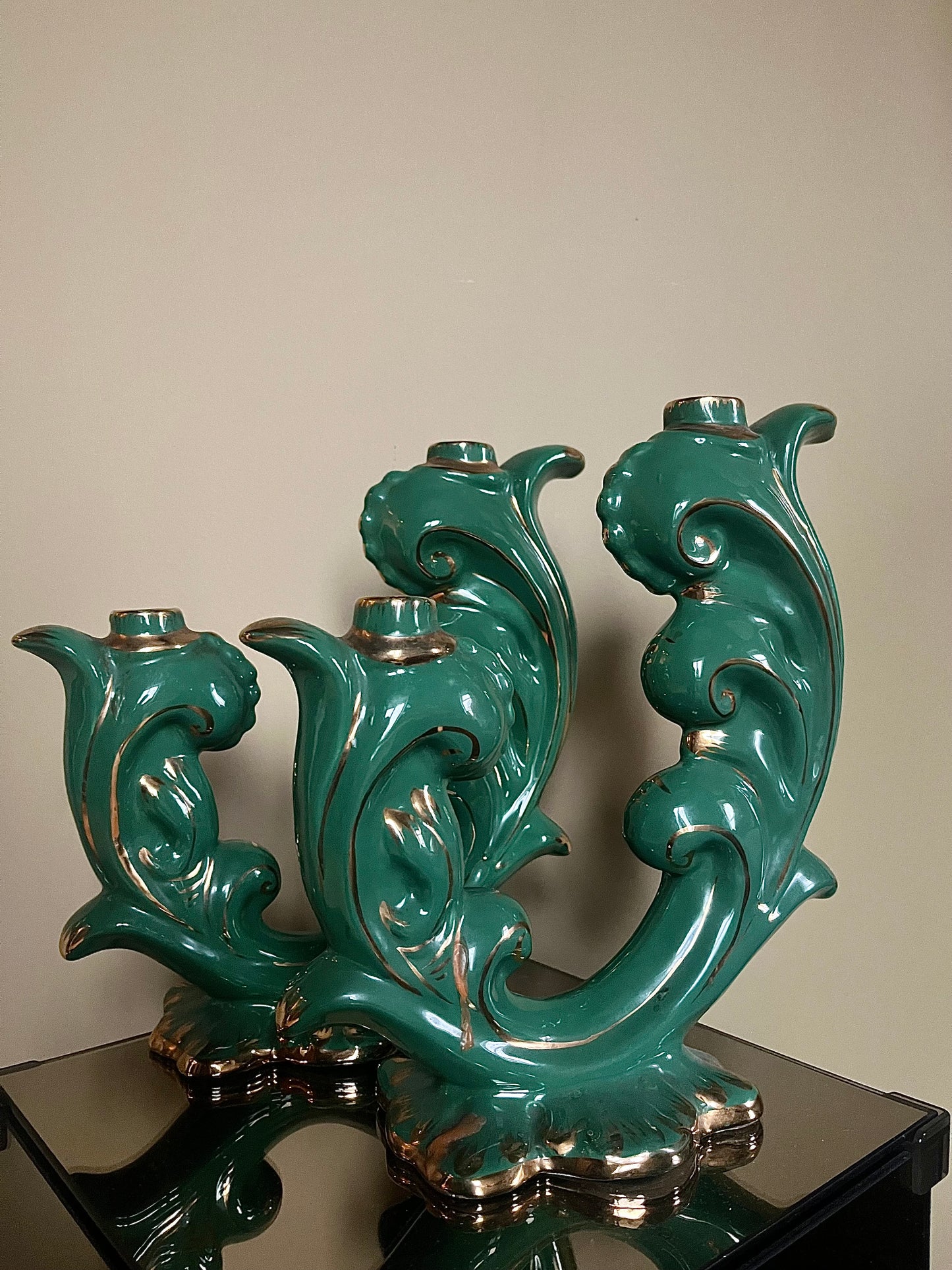 Ljusstake keramik grön