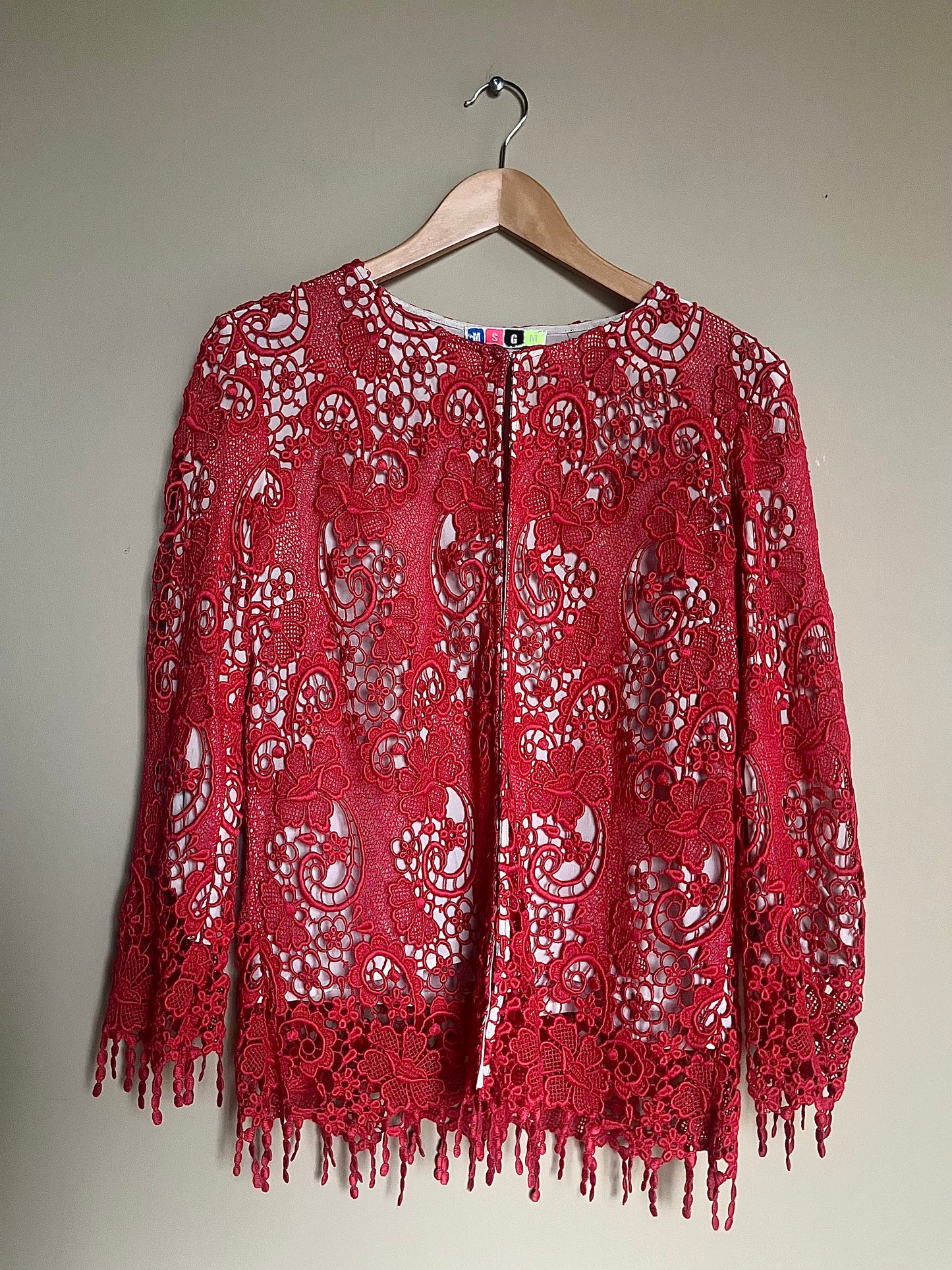 MSGM röd spetscardigan/kavaj