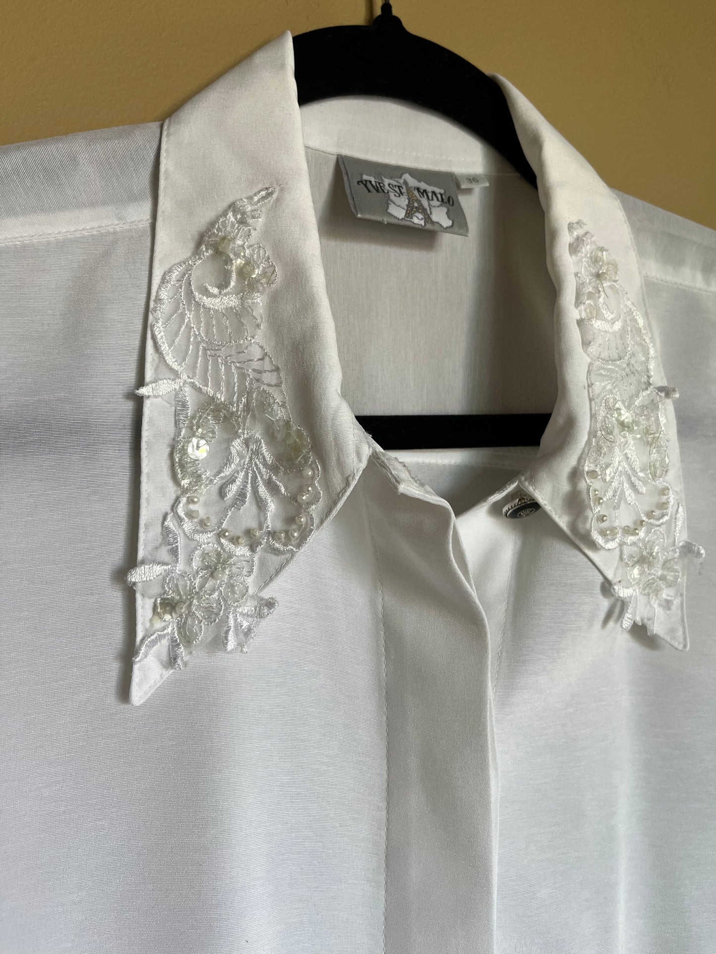 Fransk vintageblus med spetskrage