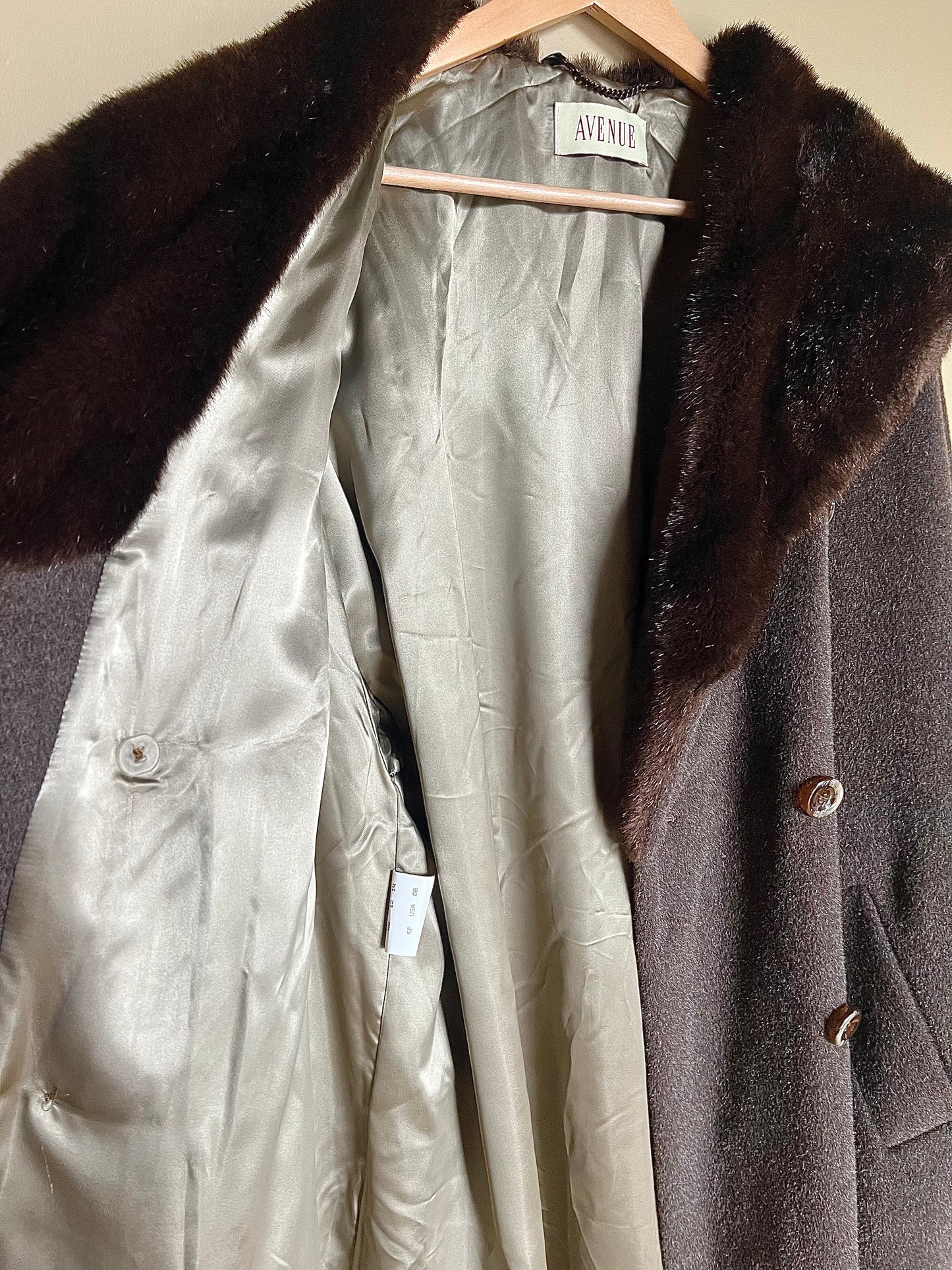 Vintage ullkappa med fuskpäls