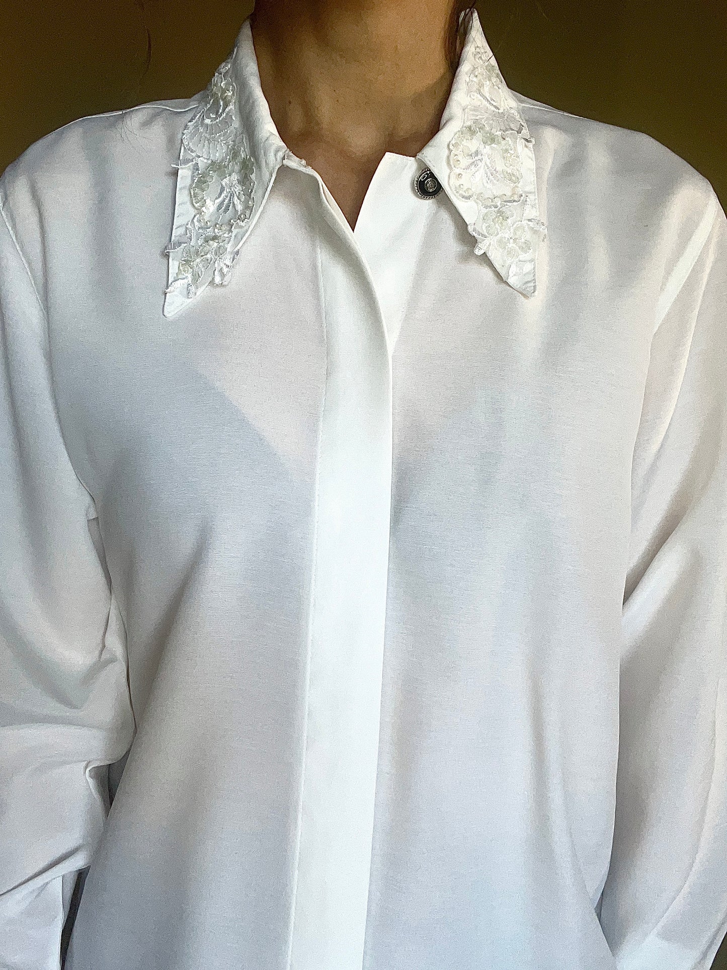 Fransk vintageblus med spetskrage